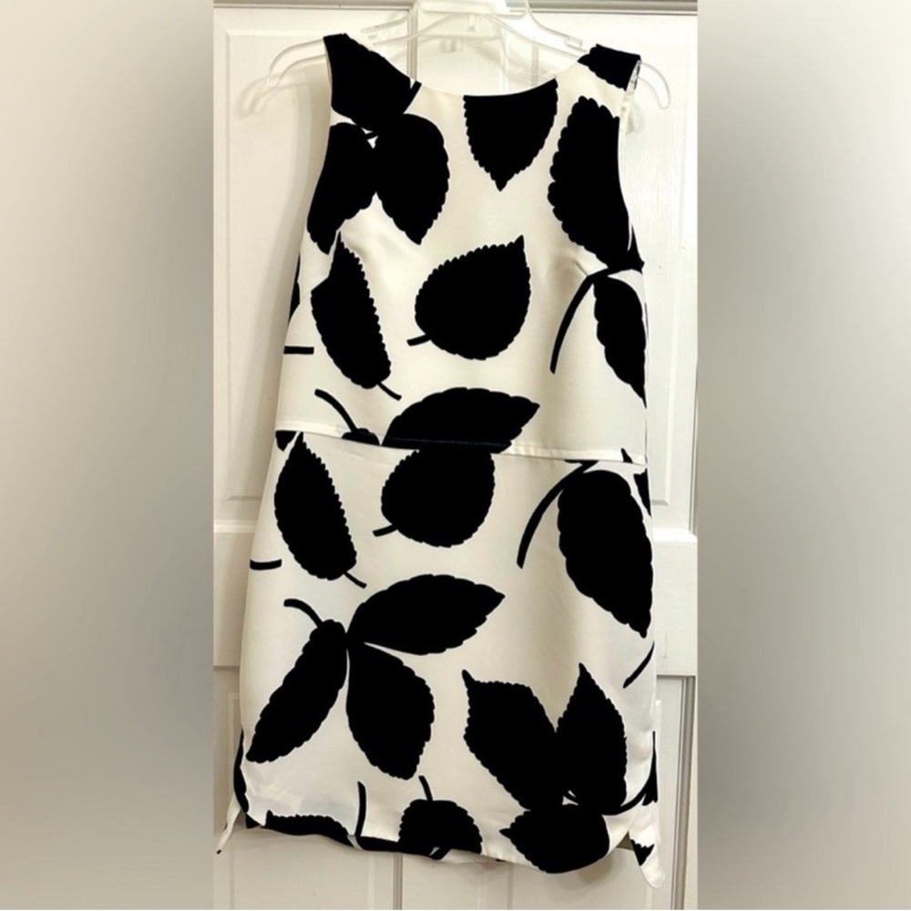 Ann Taylor Black and White Leaf Print Dress